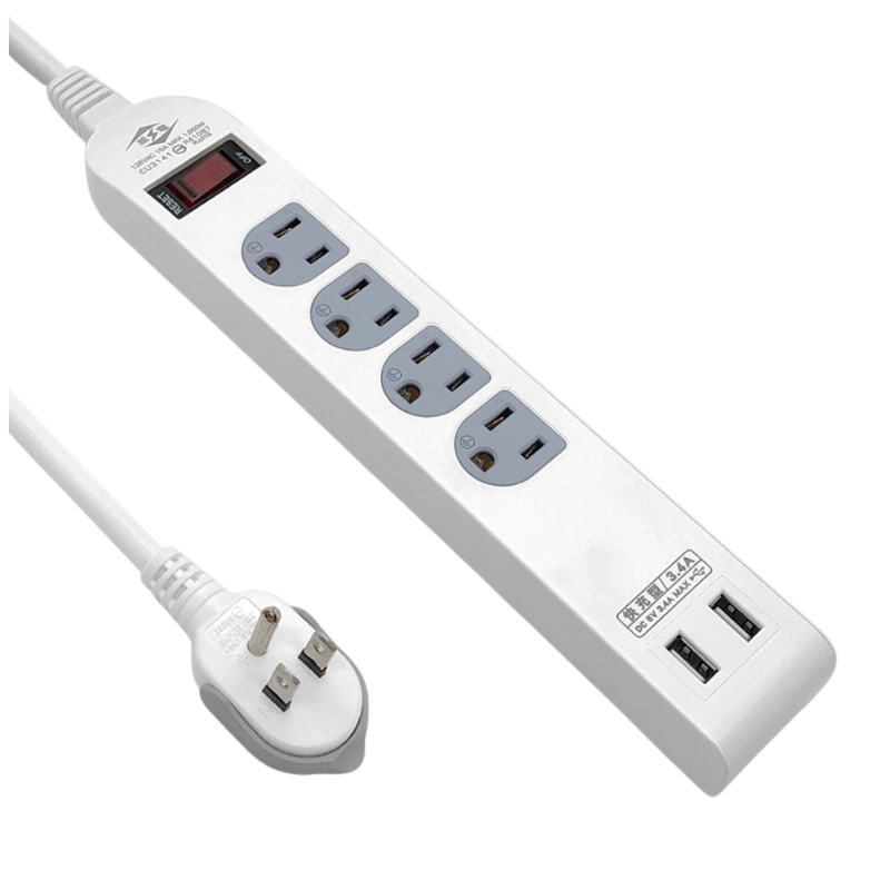 USB智慧快充1開4座電源延長線