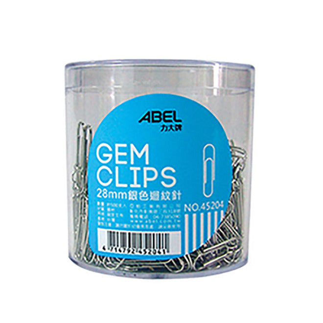 ABEL 力大牌【事務圓筒】45204 28mm銀色迴紋針 約500入
