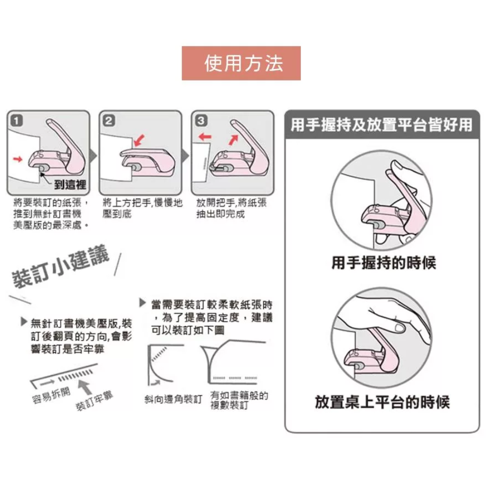 KOKUYO 無針訂書機 美壓版 5枚 美壓版 無孔洞