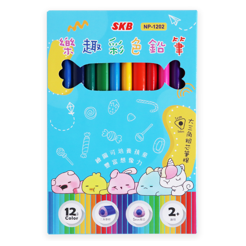 文明 SKB 樂趣彩色鉛筆 大三角 NP-1202 12色