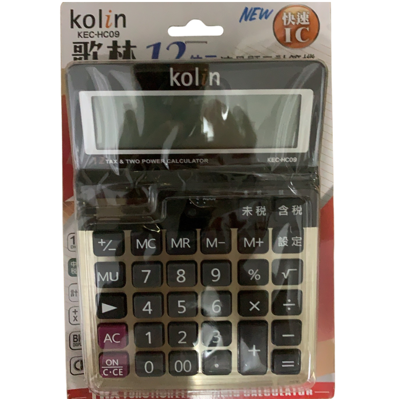 Kolin 歌林 12位元 大尺寸中文稅率液晶顯示計算機 桌上型計算機 計算機 稅率計算機 KEC-HC09