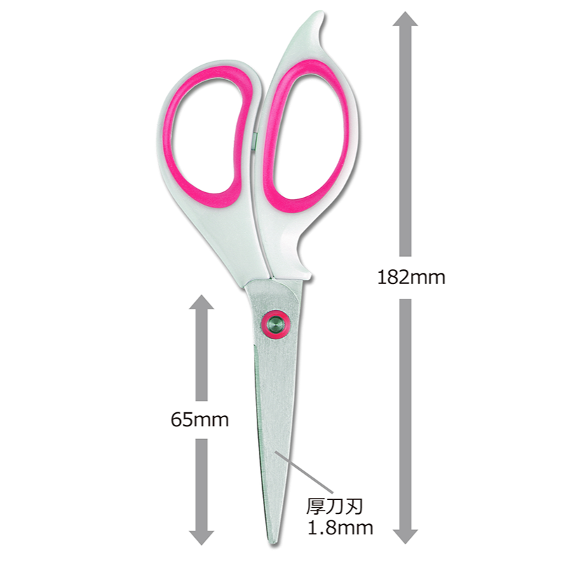 PLUS SC-165A 剪刀 165mm 不鏽鋼事務剪 粉色／藍色