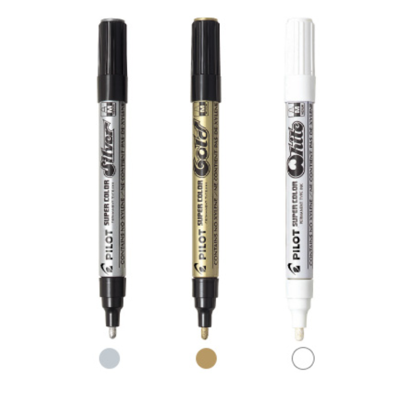 Pilot 百樂 SC-S/G/W-M 中型頭油漆筆 金 銀 白 三色
