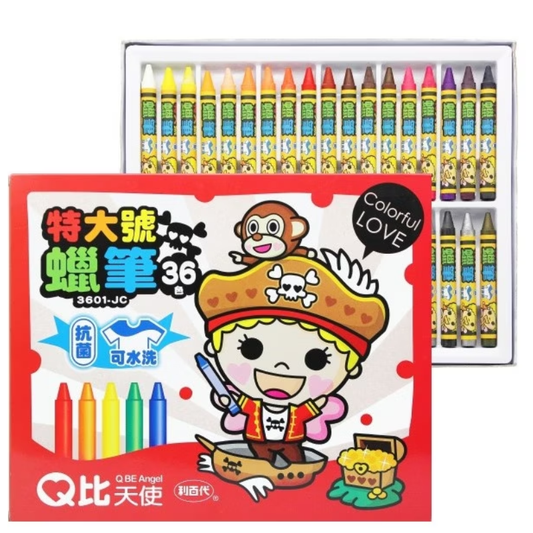 利百代 3601-JC Q比特大號可水洗蠟筆