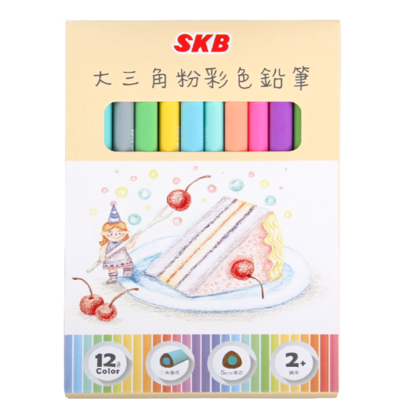 SKB NP-1203 大三角粉彩色鉛筆 12色 粗款三角盒彩色鉛筆