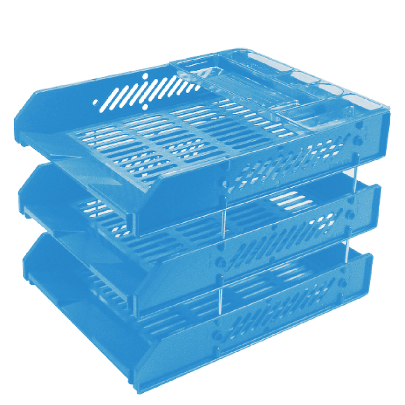 DR 三層公文架 鐵支 DR-423 附筆盤