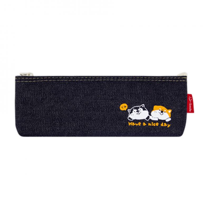 柴犬扁型牛仔拉鍊筆袋 KPCC-92C
